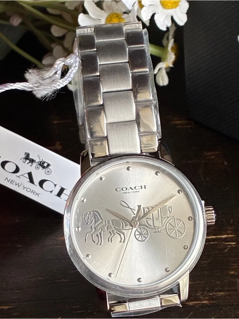 Coach Silver-Tone Linked Bracelet Watch Band